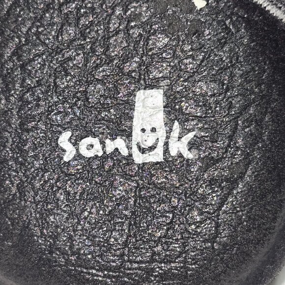 SANUK BLACK AND WHITE YOGO SLING CUSHIONED SLIDE ON SANDALS WOMENS SIZE 8 EUC - Picture 5 of 8